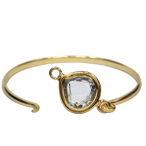 925 เงินสเตอร์ลิงทองชุบ AA คุณภาพ Faceted ควอตซ์ใสอัญมณี Handmade ออกแบบกําไลข้อมือวินเทจ - Product Image 1