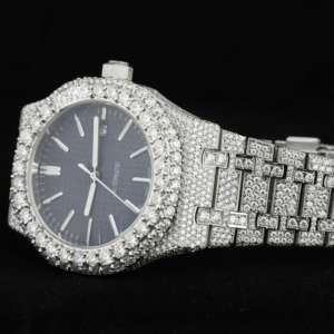 Reloj Analógico de Acero Inoxidable con Diamantes Moissanite VVS Personalizado, Estilo Hip Hop de Lujo, con Cristal y Detalles Brillantes - Product Image 2