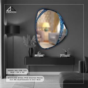 Espejo ovalado con marco recubierto de PVD de acero inoxidable para tocador de baño con diseño de borde elegante y atractivo interior minimalista - Product Image 6