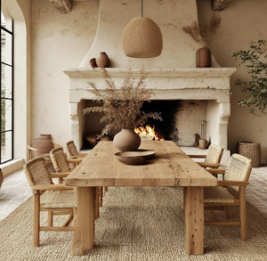 Table à manger carrée en bois massif moderne faite à la main meubles écologiques pour la décoration intérieure de la campagne - Product Image 1