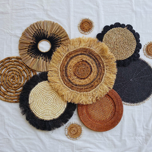 Décoration murale tissée ronde Décoration murale tissée en jonc de mer artisanale authentique Fabrication vietnamienne d'origine durable - Product Image 4