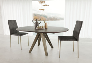Table extensible moderne ronde à ovale - Meubles de salle à manger de luxe en céramique et en mélamine - Product Image 6