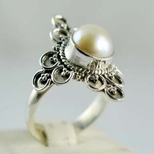 Navya <b>Craft</b> 925 Sterling Silver Boho Women's <b>Ring</b> Freshwater Pearl Sizes 4 to 13 US - Product Image 3