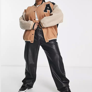 Conception de broderie personnalisée OEM hiver laine Letterman veste femmes de haute qualité respirant grande taille impression personnalisée coton Long Satin - Product Image 3