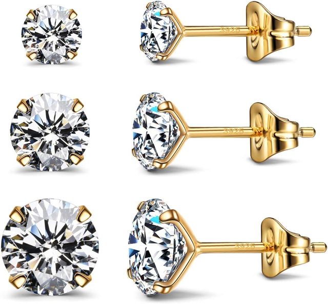 Wholesale Lab Grown Diamond Stud Earrings IGI Certified 925 Silver 14K Gold-plated Round Brilliant Cut Women
