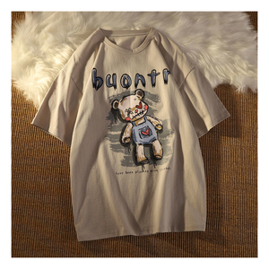 เสื้อยืดสตรีคอกลมแขนสั้นทรงหลวมสำหรับฤดูร้อน,เสื้อยืดลายการ์ตูนดีไซน์ยอดนิยมสำหรับผู้หญิง - Product Image 1