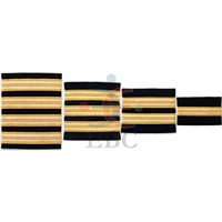 Épaulettes de capitaine pilote en denim brodé 3D avec bandes dorées, pour équipage de compagnie aérienne, navire, yacht, 1 à 4 barres, paire, logo personnalisé, 85x57mm, noir