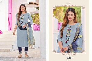 Magnifique Kurti imprimé en rayonne de créateur avec ensemble de pantalons pour vêtements de fête qui peuvent être achetés en ligne sont exportés d'Inde - Product Image 2
