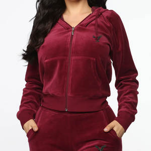 Ensemble de survêtement décontracté sportif pour femme en coton 100% tricoté, 2 pièces, logo personnalisé, fermeture éclair, sweat-shirt et pantalon de jogging, uni, hiver - Product Image 2