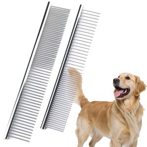 Peigne à dents en acier inoxydable pour chien pour enlever les nœuds et les enchevêtrements, peigne pour chat avec poignée antidérapante pour le toilettage des nœuds, style simple - Product Image 1