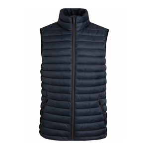 Gilet matelassé sans manches de qualité supérieure, couleur bleu marine, fermeture éclair, style streetwear, col montant, respirant, coupe-vent - Product Image 1