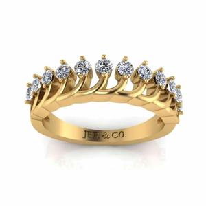 Anillo de boda de Plata de Ley 925 chapado en oro amarillo con diamante redondo de edición limitada para mujer al precio más bajo - Product Image 2