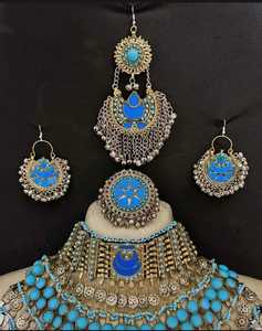 Ensemble de bijoux vintage faits à la main pour femmes, collier de boucles d'oreilles en forme de pièce de monnaie afghane Kuchi Kandahar - Product Image 2