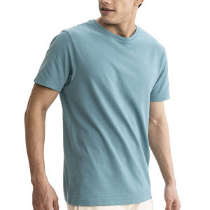 เสื้อยืดผู้ชายแขนสั้นคอลูกเรือสีฟ้าอ่อน2026 250 GSM ว่างเปล่าสำหรับฤดูร้อน - Product Image 3