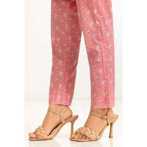 Pantalon décontracté en mousseline imprimée vert gazon pour femme, respirant, taille mi-haute élastique, style cargo, avec motif formel - Product Image 1