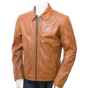 Nuevas chaquetas de cuero genuino personalizadas para invierno con cierre de cremallera para hombre, chaqueta de cuero informal estilo motociclista para hombre - Product Image 1