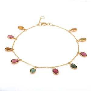 Produits les plus vendus Bracelet à breloques en Tourmaline ovale naturelle, Bracelet en or jaune 18K, Bracelet en pierres précieuses, bijoux fins, produits en gros - Product Image 1