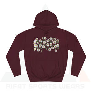 Sweats à capuche pour femmes de qualité supérieure, broderie 3D, coton écologique mélangé, fleur de marguerite blanche, streetwear surdimensionné, haute qualité - Product Image 3