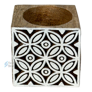 Handmade Eco-Friendly Wooden Rectangle Block <b>Tealight</b> Holder (Without <b>Tealight</b> Candle) 2 Color Print Home Decoration Festival - Product Image 1