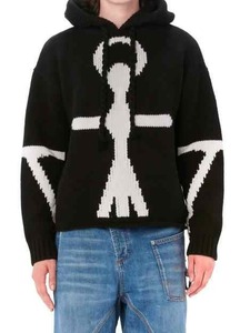 Sudadera con capucha de lana de merino personalizada 100% suéter de punto de manga larga estampados Jacquard Sudadera con capucha para hombre - Product Image 2