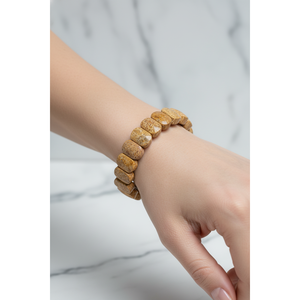 Pulsera de Coral Fósil Natural con Corte Ancho - Product Image 5