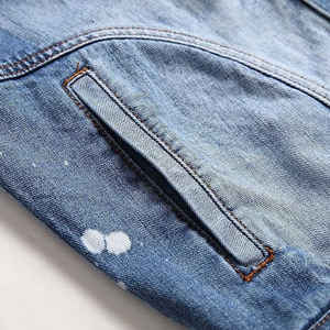 Venta al por mayor de los hombres de alta calidad de ajuste regular de la chaqueta de mezclilla con capucha de invierno lavado rasgado efecto Streetwear Chaquetas - Product Image 5