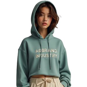 เสื้อฮู้ดแบบสวมหัวแขนยาวสำหรับผู้หญิง, เสื้อมีฮู้ดผ้าฝ้าย100% น้ำหนักมากโลโก้ด้านหน้า - Product Image 1