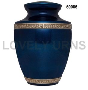 Dark Blue Funeral Cremation <b>Urns</b> <b>Ashes</b> Brass - Product Image 1