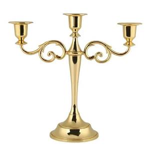 เชิงเทียนตั้งโต๊ะ3แขนสีทองสไตล์วินเทจทำด้วยมือ - Product Image 1