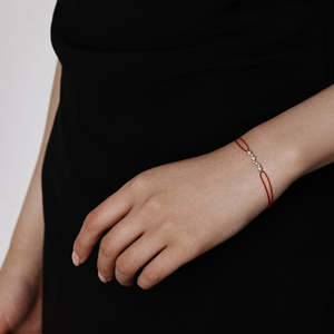 Diamant-Armband mit Gemischter Krappenfassung Rotes Kordel-Armband Lottie - Product Image 3