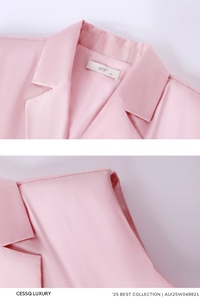 ผ้าทอลายทแยงของเวียดนามสีชมพูอ่อนย้อมสีทึบปกติปกติมีรอยยับไม่ยับ - Product Image 3