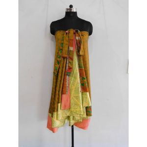 กระโปรงผ้าไหมส่าหรีวินเทจแบบอินเดียทำด้วยมือพิมพ์ลายดอกไม้เข็มขัดลำลองสุดมหัศจรรย์ระบายอากาศได้ตามธรรมชาติ - Product Image 3