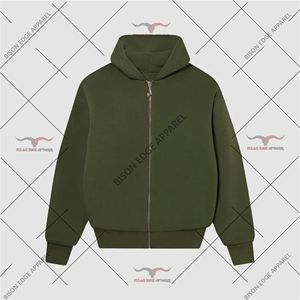 เสื้อฮู้ดซิปเต็มตัว Bison Edge Apparel ผ้าฟลีซหนานุ่ม ยูนิเซ็กส์ ผ้าคอตตอนผสมพรีเมียม ทรงโอเวอร์ไซส์ ระบายอากาศได้ดี น้ำหนัก 360 กรัม เสื้อกันหนาวลำลอง - Product Image 4