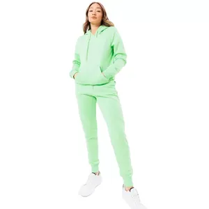Ensemble de jogging de qualité supérieure Ensemble 2 pièces de jogging et sweat à capuche de couleur unie avec logo personnalisé Ensemble de survêtements sexy et cintrés pour femmes Survêtement - Product Image 1