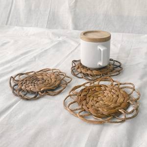 Handmade saucer <b>coasters</b> for tea cups water hyacinth saucers handweaving fiber <b>drink</b> <b>coaster</b> - Product Image 5