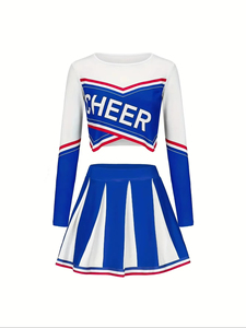 Uniforme de cheerleading personnalisé pour femmes, filles et adultes, en spandex et polyester respirant, jupe et haut - Product Image 5
