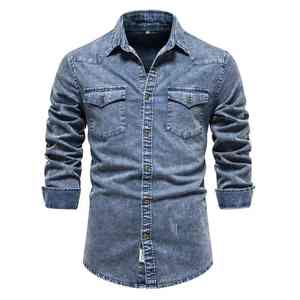Camisa vaquera de manga larga estilo vintage 2026 para hombre, talla de EE. UU., informal, de algodón lavado - Product Image 4