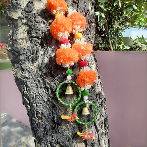 Guirlande de porte colorée faite à la main, guirlande de marigolds orange avec bracelet Gotta Patti pour la décoration de la maison, des fêtes et du Mehendi - Product Image 6