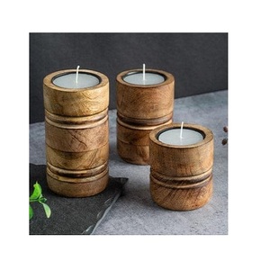 Contenedor de velas de madera de lujo artesanal de calidad superior portavelas ecológicos para Decoración de mesa y eventos - Product Image 1