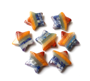 Étoile plate en pierres précieuses collées à 7 chakras de qualité supérieure 2024 pour la guérison de la méditation Reiki en vrac - Product Image 1