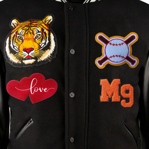Laine Corps Confortable Baseball Varsity Veste Noir Couleur Cuir Chenille Broderie Logo Chaud Hiver Laine Manteau - Product Image 6
