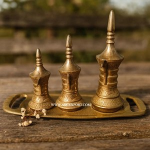 Tetera Árabe Dallah de Estilo Ambiance, Forma Redonda, Dorada, Hecha a Mano, con Cuchara de Metal para Uso en el Hogar, Hotel o Cafetería - Product Image 2