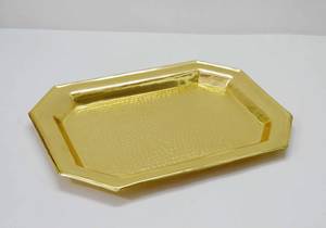 Bandeja de fruta de servicio profundo de alta calidad premium con pulido brillante y mango de latón decorativo Bandeja de servicio rectangular duradera - Product Image 4