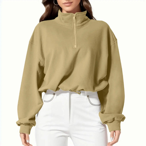 Mode personnalisée sweats à capuche surdimensionnés pour femme épais 1/4 quart fermeture éclair col roulé sweats à capuche pull sweat pour femmes oem - Product Image 2
