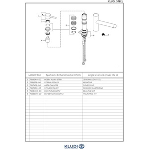 Kludi Single-Lever Kitchen Mixer STEEL DN 15 ES <b>Brushed</b> Finish - Product Image 3