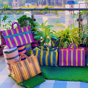 Bolsas de compras grandes ecológicas de polipropileno reciclado, bolsas de plástico sostenibles fabricadas en la India, suministro a granel, bolsa de lavandería - Product Image 1