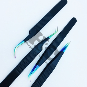 Pince à épiler avec logo personnalisé Extension de cils en acier inoxydable à 90 degrés Pointe pointue Glitter Diamond Grip pour vison durable - Product Image 6