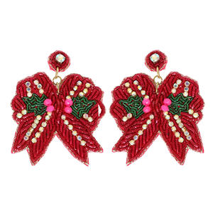 Boucles d'oreilles brodées perlées basées sur un festival vibrant avec un artisanat fait à la main avec 100% perles de verre pour un look affirmé - Product Image 1