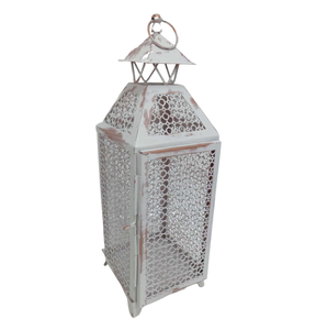 Fancy hecho a mano blanco con cobre acabado antiguo hierro redondo linterna vela soporte vela titular linterna al por mayor a granel - Product Image 5