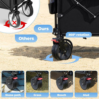 Chariot pliable robuste en nylon à quatre roues avec poignée rebondissante, pour le shopping, le rangement, personnalisable, conception OEM, utilisation à la plage